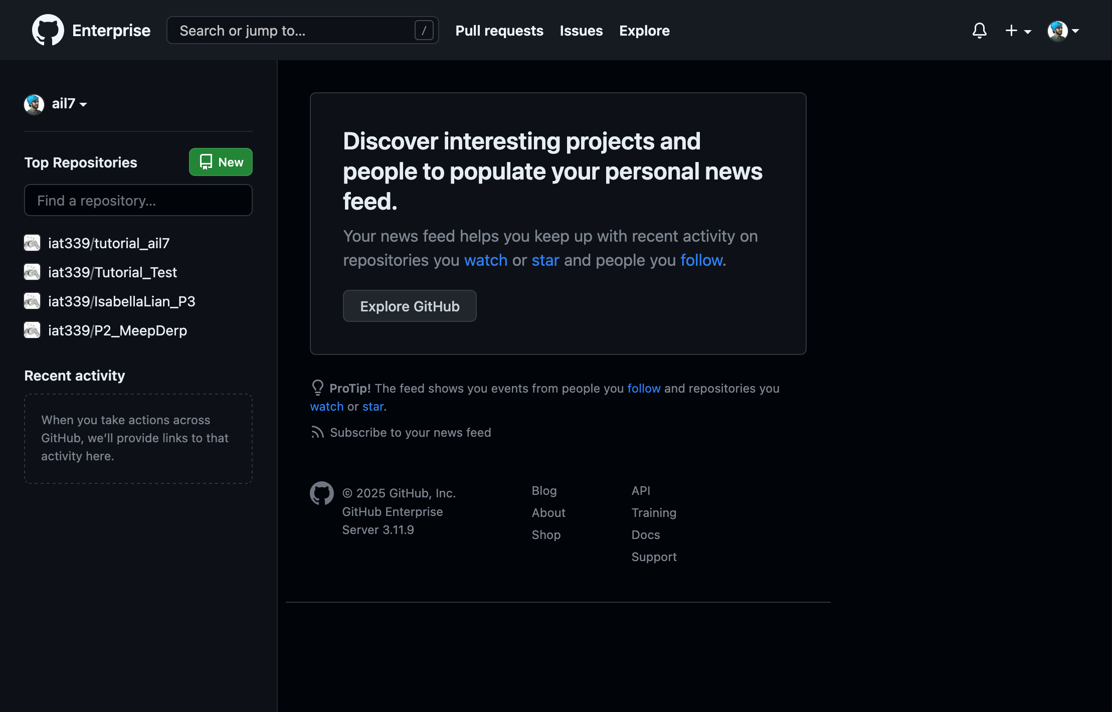 The homepage for SFU GitHub